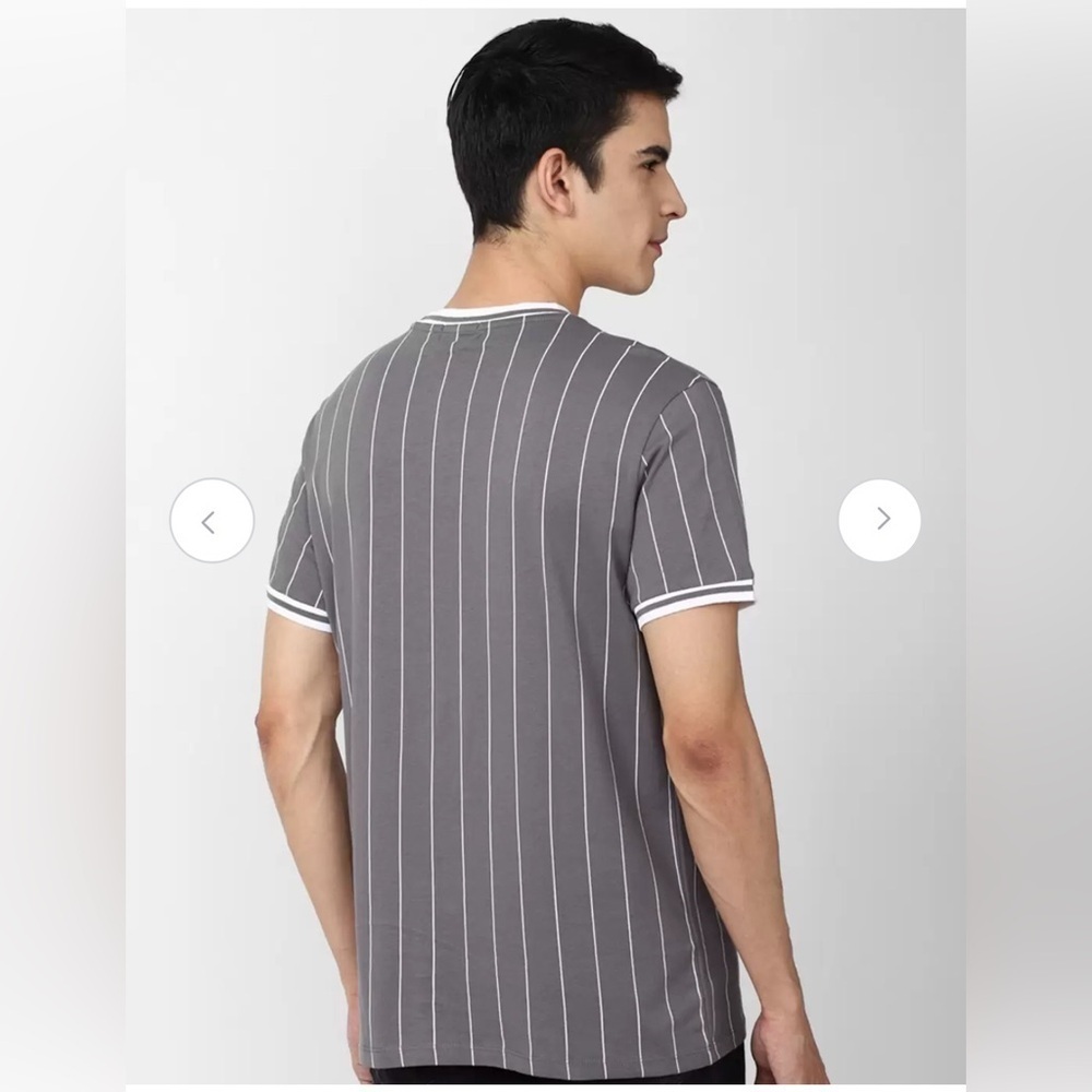 Forever 21 men’s short sleeve gray with white stripe medium shirt - Picture 2 of 11